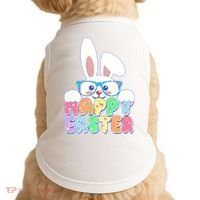 Cute Happy Easter Bunny Rabbit With Glasses Doggie Tank thumb 0