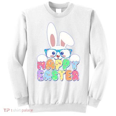 Cute Happy Easter Bunny Rabbit With Glasses Sweatshirt
