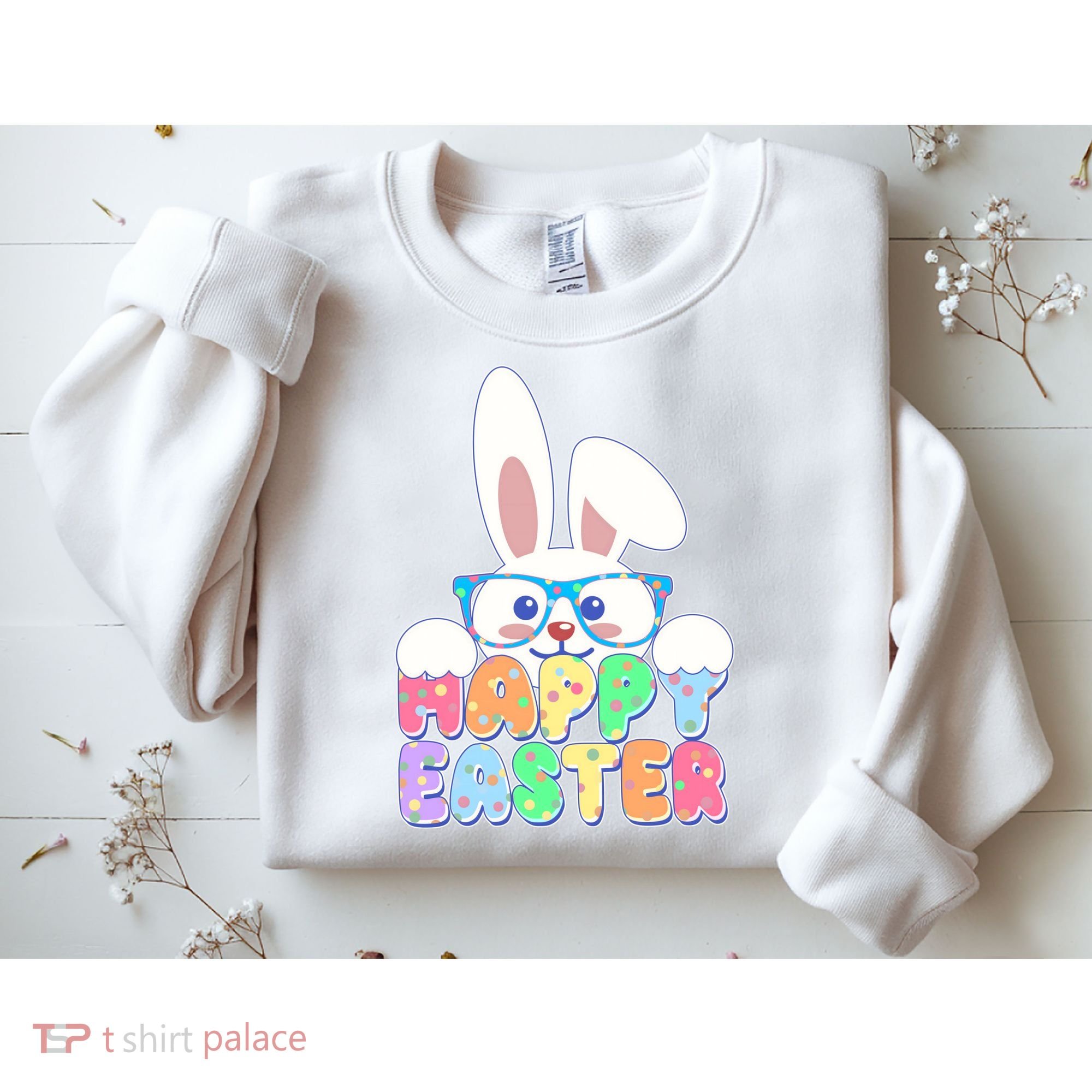 Cute Happy Easter Bunny Rabbit With Glasses Sweatshirt