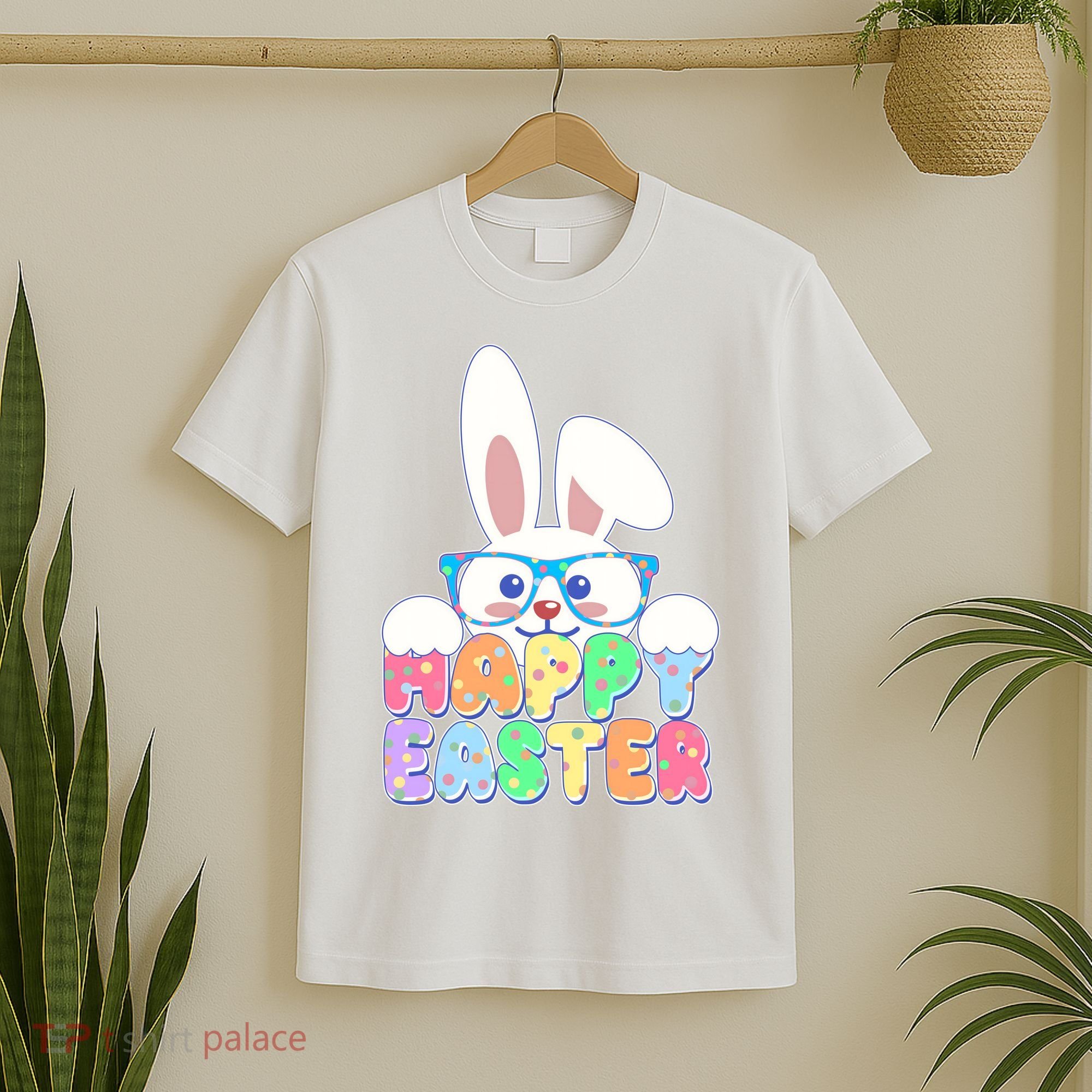 Cute Happy Easter Bunny Rabbit With Glasses T-Shirt
