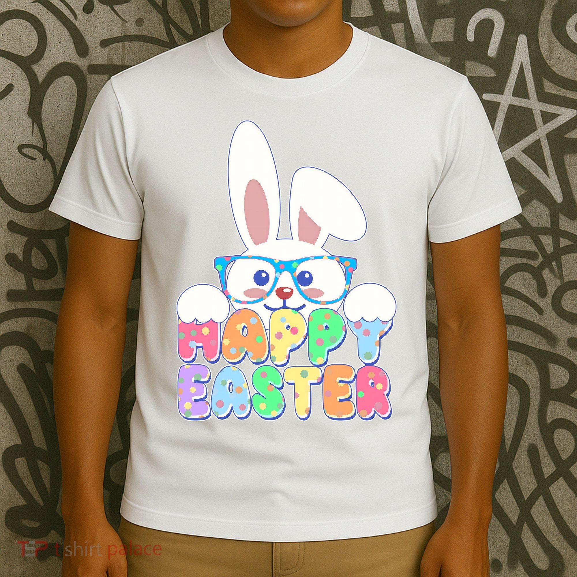 Cute Happy Easter Bunny Rabbit With Glasses T-Shirt