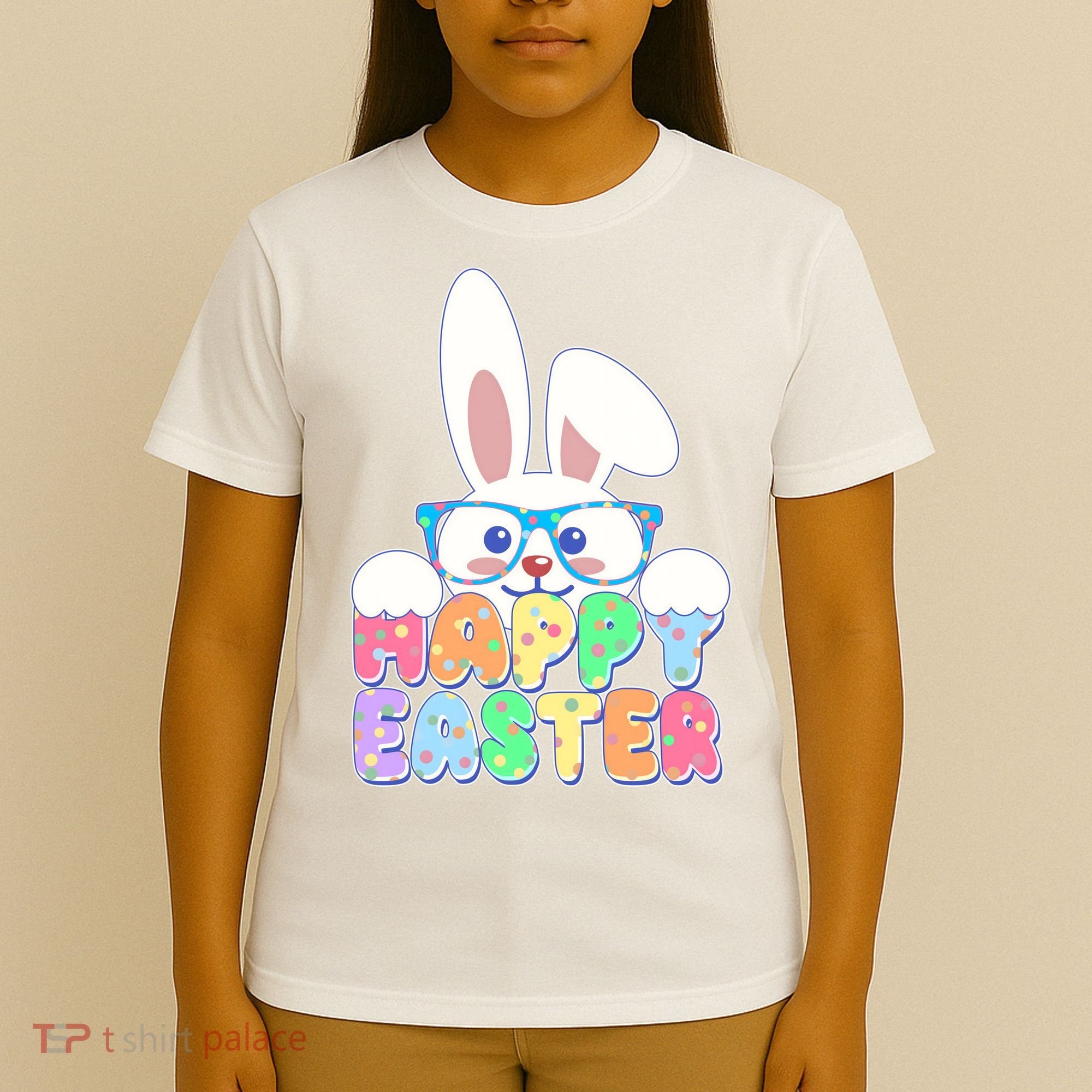 Cute Happy Easter Bunny Rabbit With Glasses T-Shirt