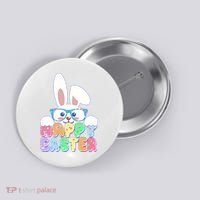 Cute Happy Easter Bunny Rabbit With Glasses Button thumb 0