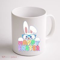 Cute Happy Easter Bunny Rabbit With Glasses Coffee Mug thumb 1