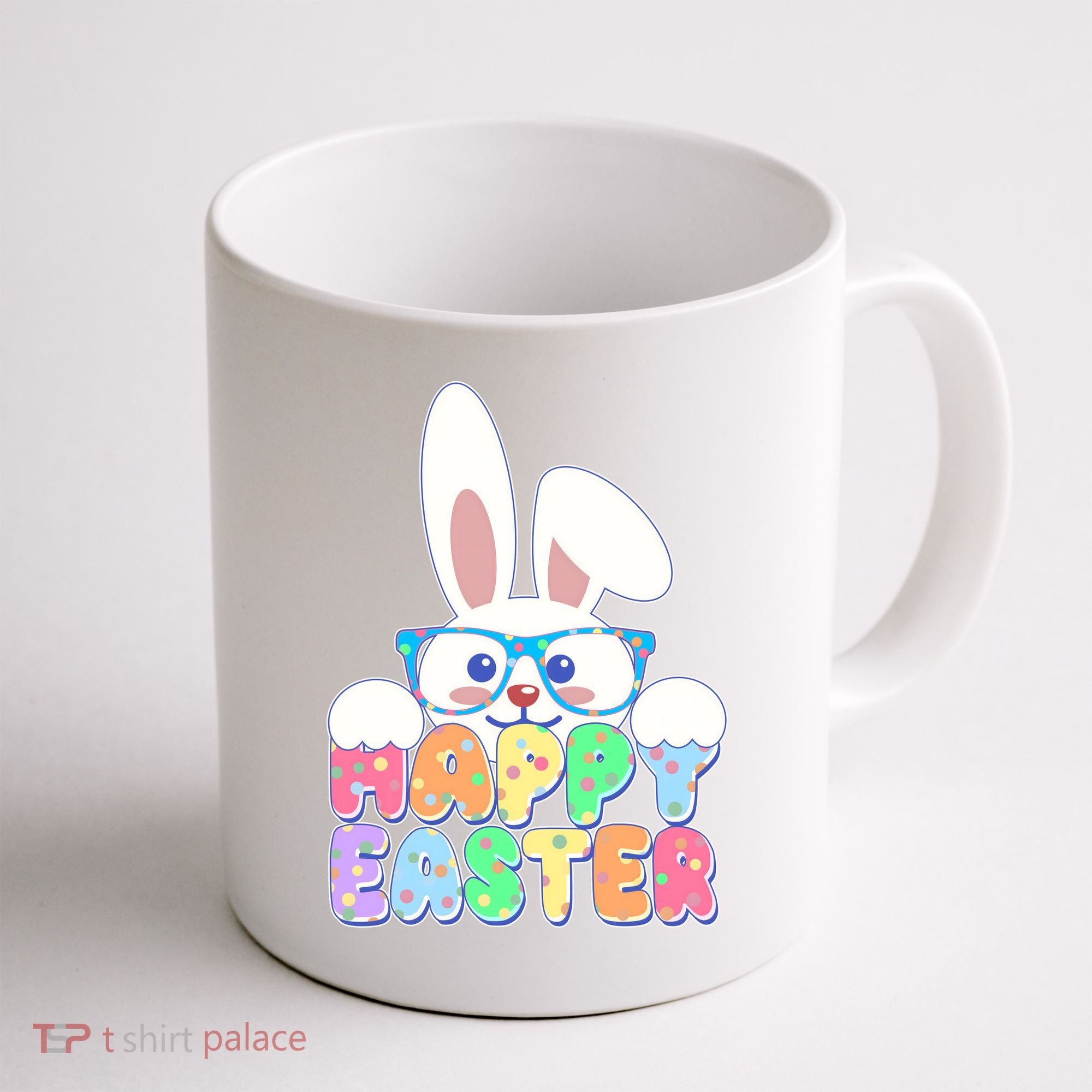 Cute Happy Easter Bunny Rabbit With Glasses Coffee Mug