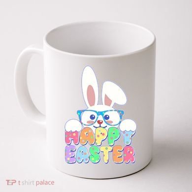 Cute Happy Easter Bunny Rabbit With Glasses Coffee Mug