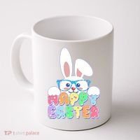 Cute Happy Easter Bunny Rabbit With Glasses Coffee Mug thumb 0