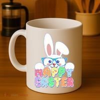 Cute Happy Easter Bunny Rabbit With Glasses Coffee Mug thumb 4