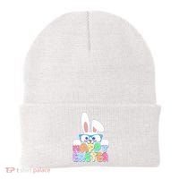 Cute Happy Easter Bunny Rabbit With Glasses Beanie thumb 0