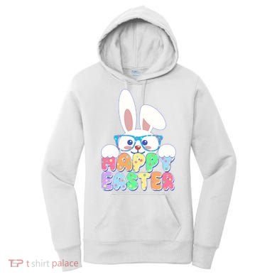 Cute Happy Easter Bunny Rabbit With Glasses Women's Hoodie