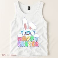 Cute Happy Easter Bunny Rabbit With Glasses Tank Top thumb 2