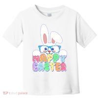 Cute Happy Easter Bunny Rabbit With Glasses Toddler T-Shirt thumb 0