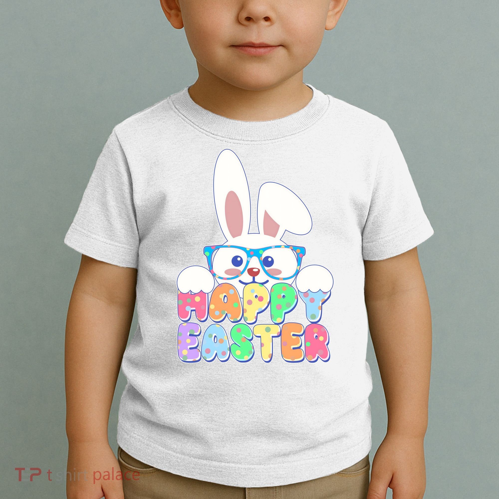 Cute Happy Easter Bunny Rabbit With Glasses Toddler T-Shirt