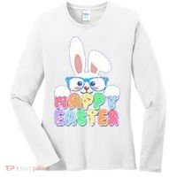 Cute Happy Easter Bunny Rabbit With Glasses Women's Long Sleeve Shirt thumb 0