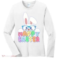 Cute Happy Easter Bunny Rabbit With Glasses Women's Long Sleeve Shirt thumb 0