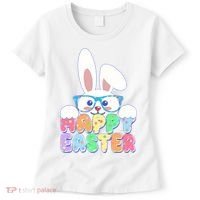 Cute Happy Easter Bunny Rabbit With Glasses Women's T-Shirt thumb 0
