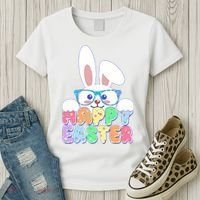 Cute Happy Easter Bunny Rabbit With Glasses Women's T-Shirt thumb 3