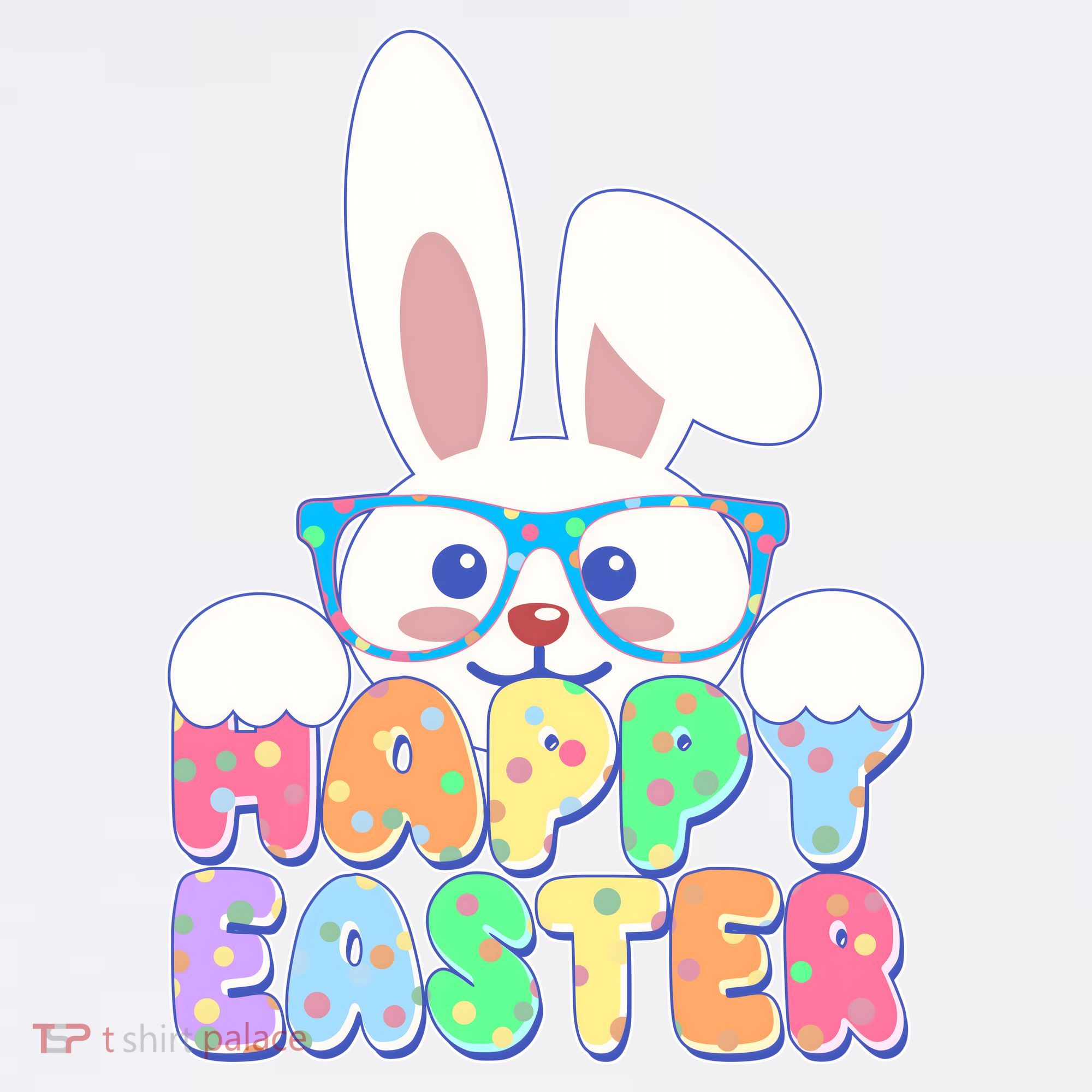 Cute Happy Easter Bunny Rabbit With Glasses Kids Sweatshirt