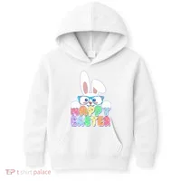 Cute Happy Easter Bunny Rabbit With Glasses Kids Hoodie thumb 0
