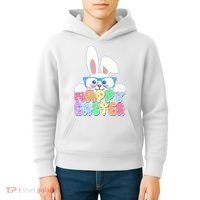 Cute Happy Easter Bunny Rabbit With Glasses Kids Hoodie thumb 4
