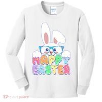 Cute Happy Easter Bunny Rabbit With Glasses Kids Long Sleeve Shirt thumb 0