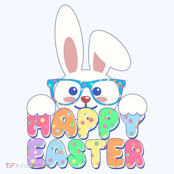 Cute Happy Easter Bunny Rabbit With Glasses Kids Long Sleeve Shirt
