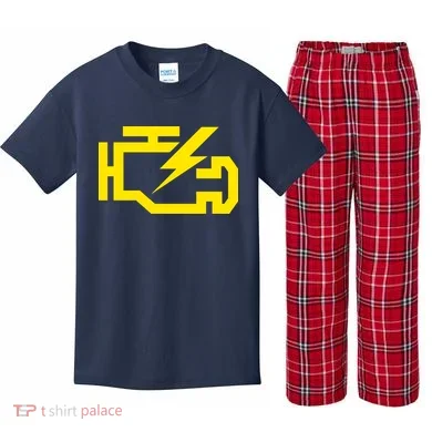 Check Engine Light  Kids Plaid Pajama Set