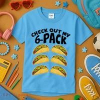 Check Out My 6-Pack Tacos Kids T-Shirt thumb 3