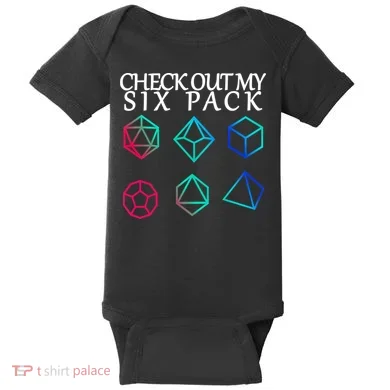 Check Out My Six Pack Dice For Dragons Baby Bodysuit
