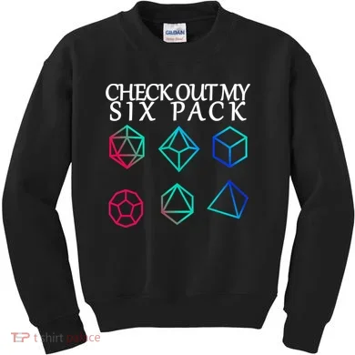 Check Out My Six Pack Dice For Dragons Kids Sweatshirt