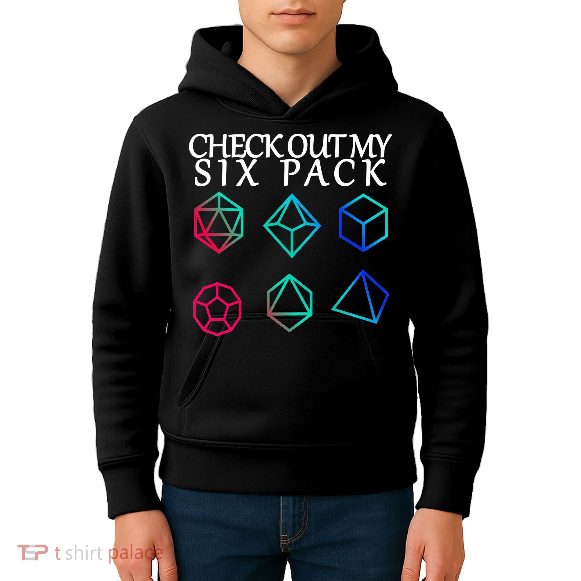 Check Out My Six Pack Dice For Dragons Kids Hoodie