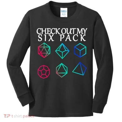 Check Out My Six Pack Dice For Dragons Kids Long Sleeve Shirt