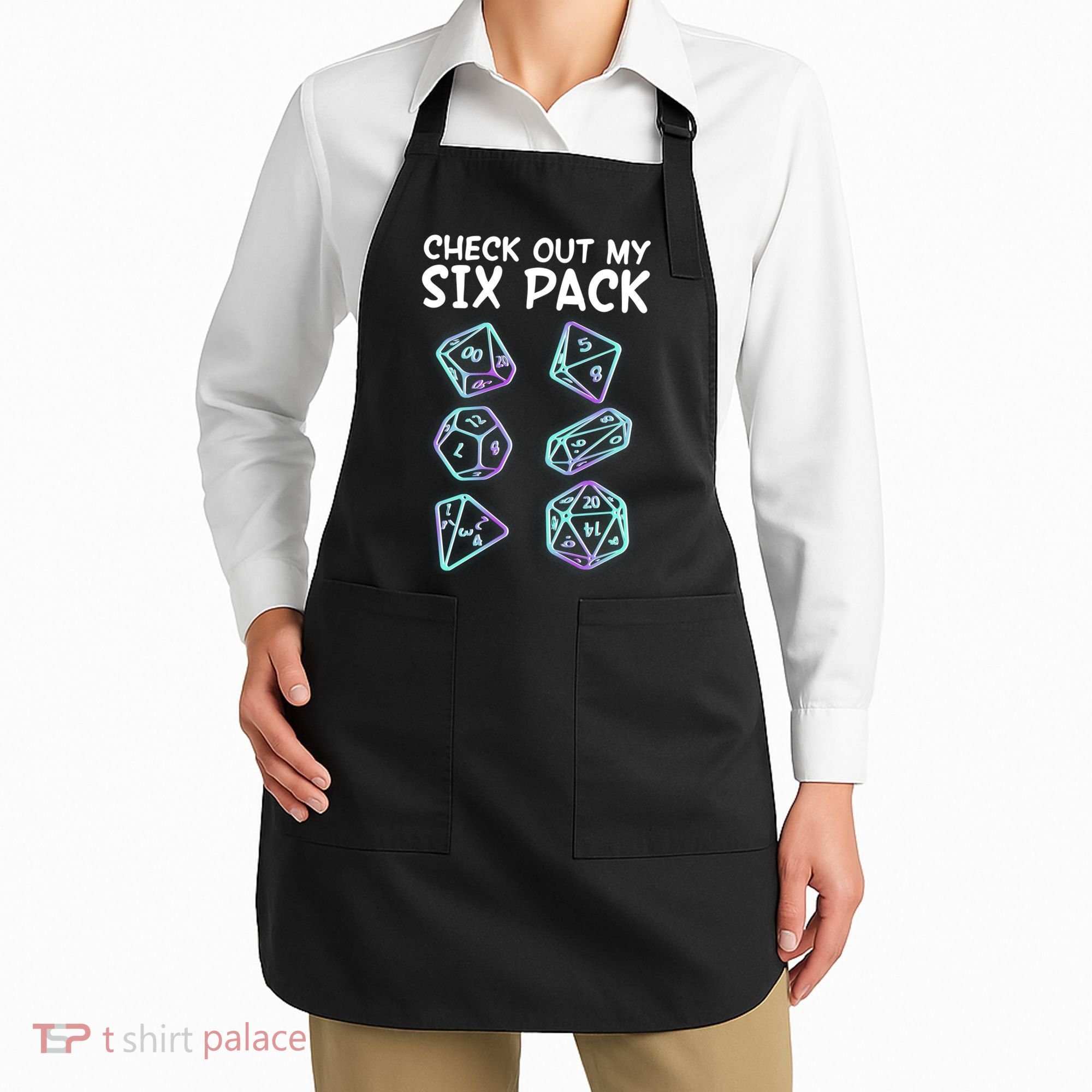 Check Out My Six Pack DND Dice Dungeons And Dragons Apron