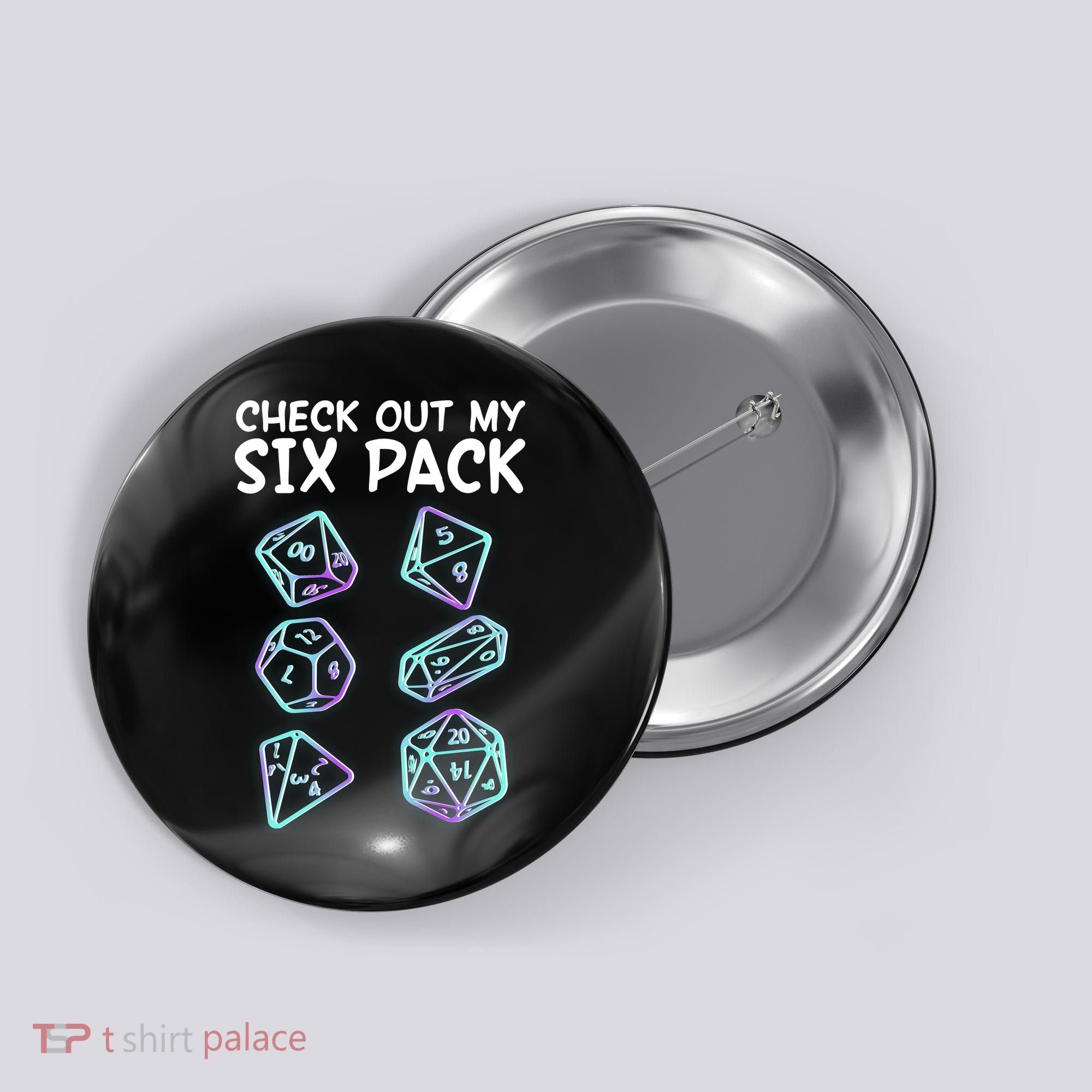 Check Out My Six Pack DND Dice Dungeons And Dragons Button