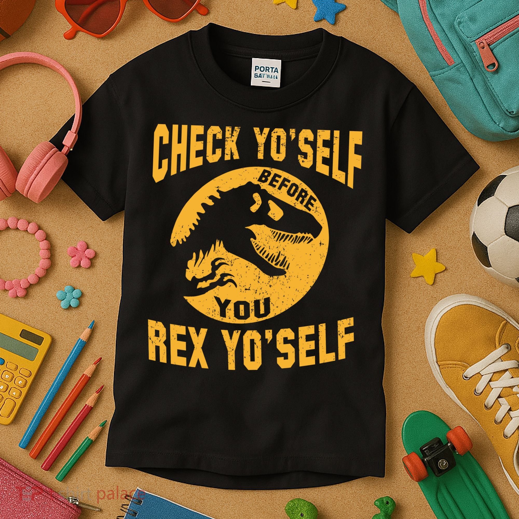 Check Yo'Self Before You Rex Yo'Self Kids T-Shirt