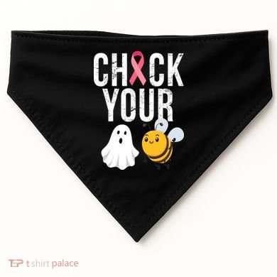 Check Your Boo Bees Breast Cancer Halloween USA-Made Doggie Bandana