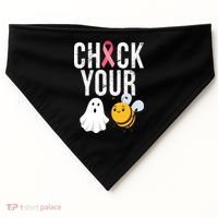 Check Your Boo Bees Breast Cancer Halloween USA-Made Doggie Bandana thumb 0