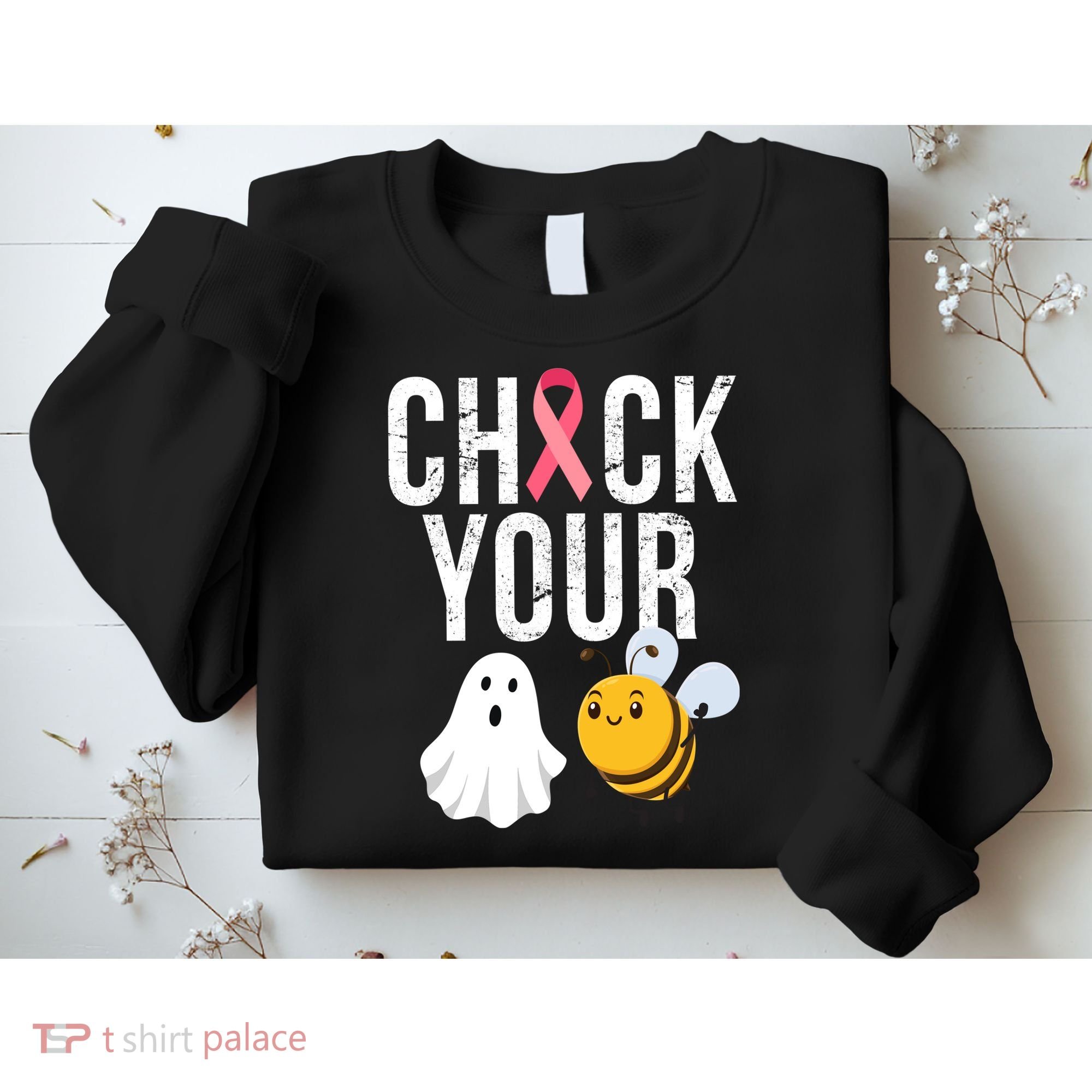 Check Your Boo Bees Breast Cancer Halloween Sweatshirt