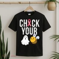 Check Your Boo Bees Breast Cancer Halloween T-Shirt thumb 2
