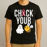 Check Your Boo Bees Breast Cancer Halloween T-Shirt thumb 3