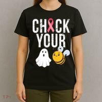 Check Your Boo Bees Breast Cancer Halloween T-Shirt thumb 4