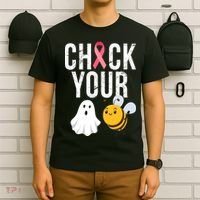 Check Your Boo Bees Breast Cancer Halloween T-Shirt thumb 6