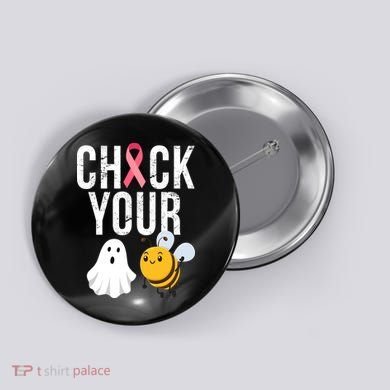Check Your Boo Bees Breast Cancer Halloween Button