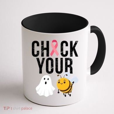 Check Your Boo Bees Breast Cancer Halloween Coffee Mug back
