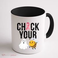 Check Your Boo Bees Breast Cancer Halloween Coffee Mug thumb 1