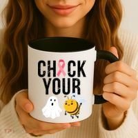 Check Your Boo Bees Breast Cancer Halloween Coffee Mug thumb 3