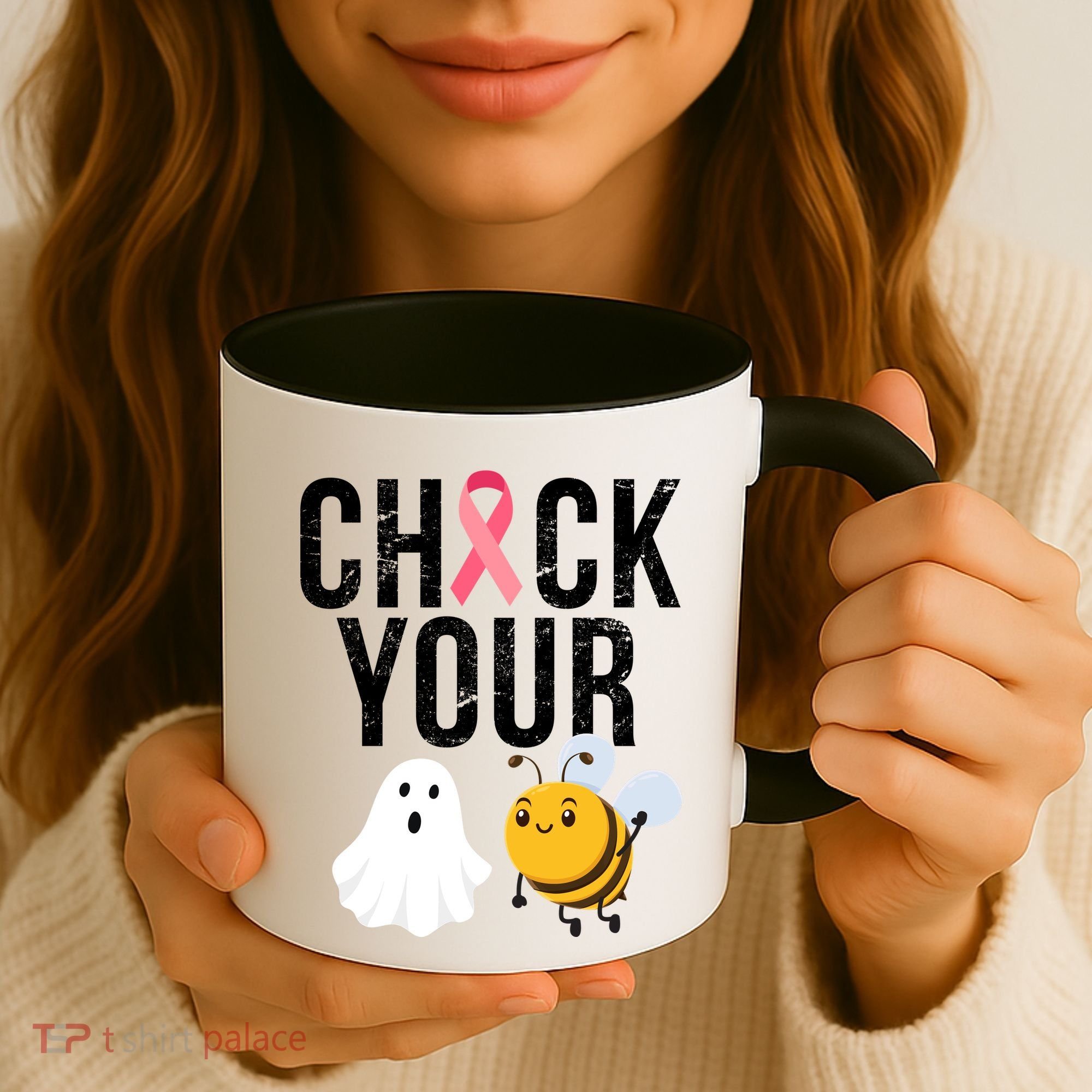 Check Your Boo Bees Breast Cancer Halloween Coffee Mug