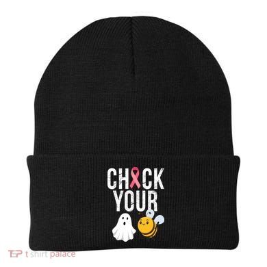 Check Your Boo Bees Breast Cancer Halloween Beanie