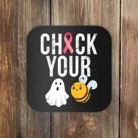 Check Your Boo Bees Breast Cancer Halloween Coaster thumb 0