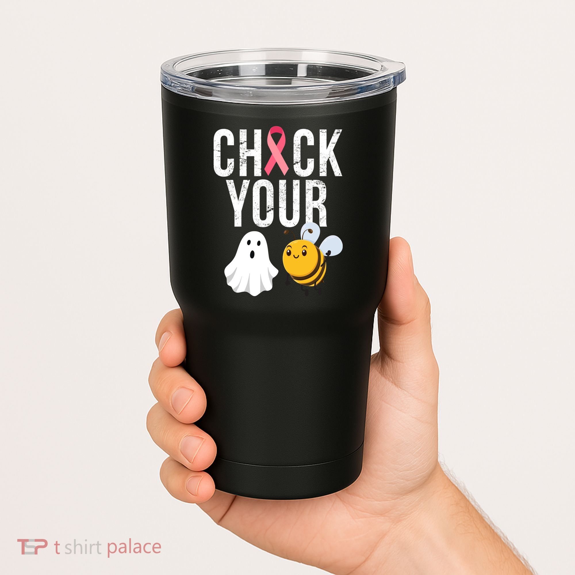 Check Your Boo Bees Breast Cancer Halloween Tumbler